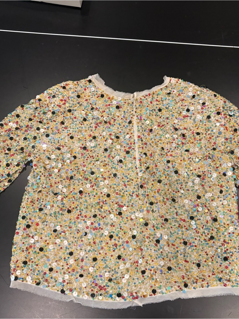 HUNTER BELL Cream Sequin Shimmer Top - Picture 3 of 3